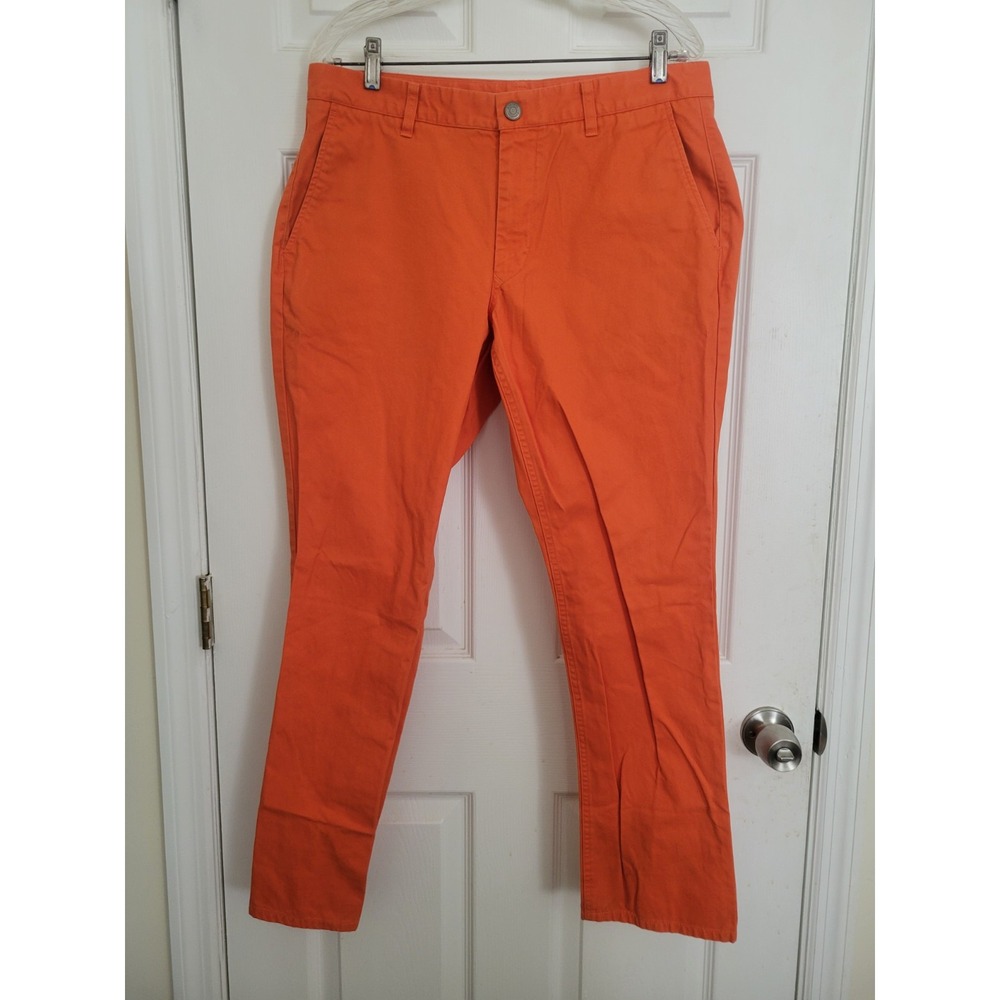 Men's Orange Cotton Blend Pants